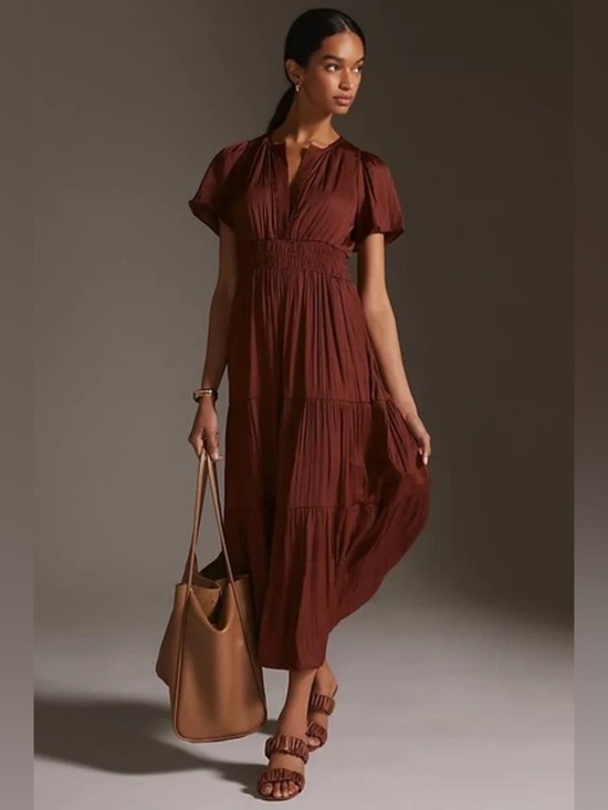 Anthropologie Dresses & Skirts - Anthropologie The Somerset Satin Maxi Dress in Wine Size XS